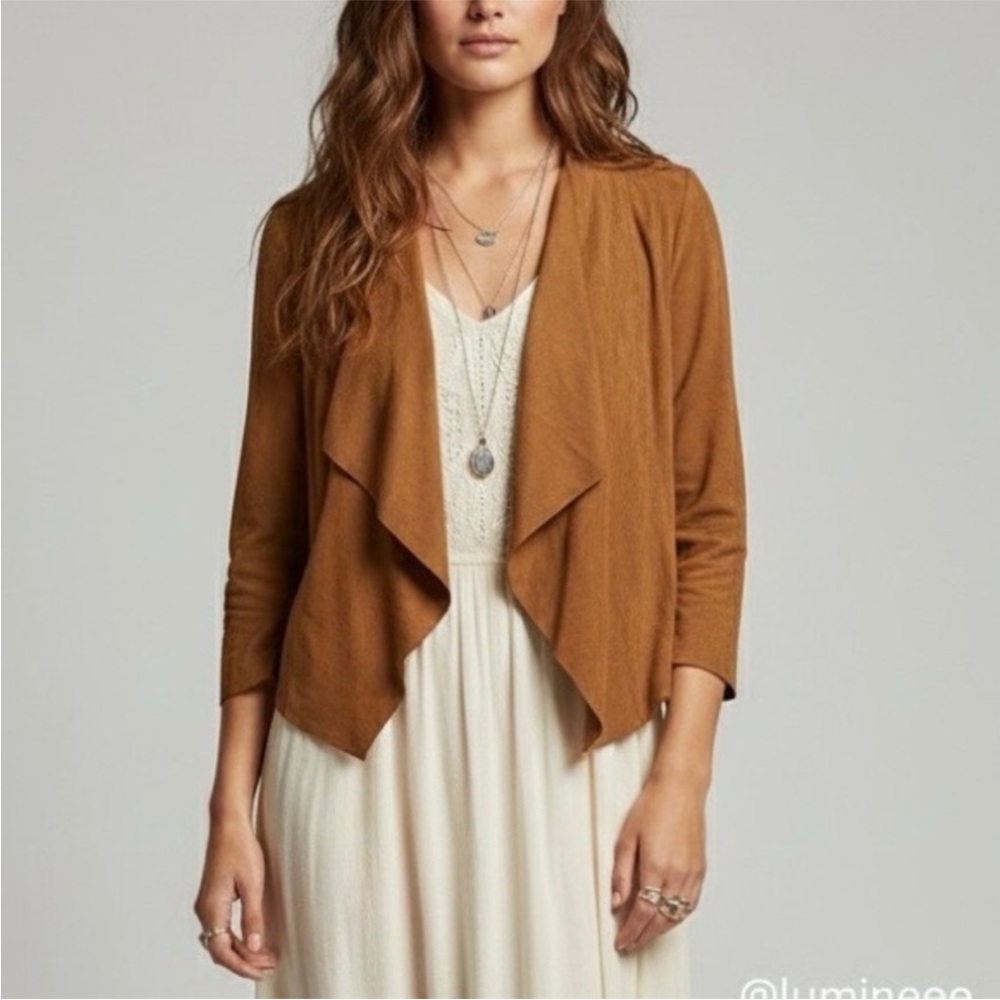 Mango Women's Tan Leather Jacket